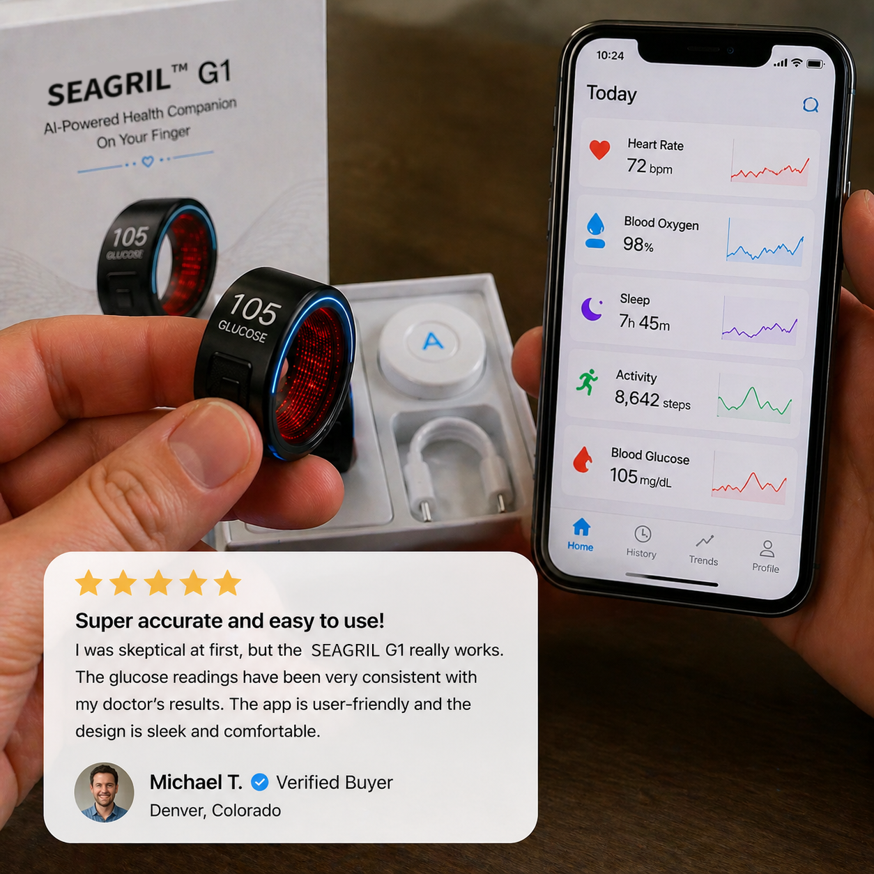 🎉 75% OFF Launch Offer🏆SEAGRILTM G1 Non-Invasive Smart Ring(Mayo Clinic Recommended)