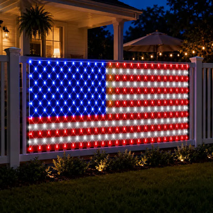 Custom Solar-Powered National Flag Net Lights - Commemorative and Fun Outdoor Decorations