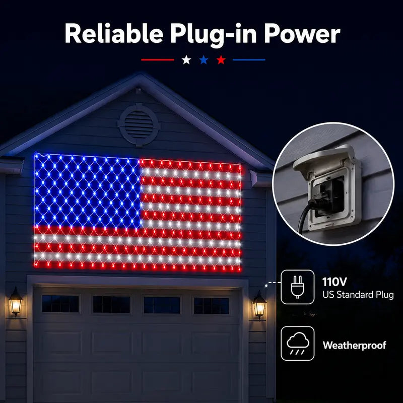 Custom Solar-Powered National Flag Net Lights - Commemorative and Fun Outdoor Decorations
