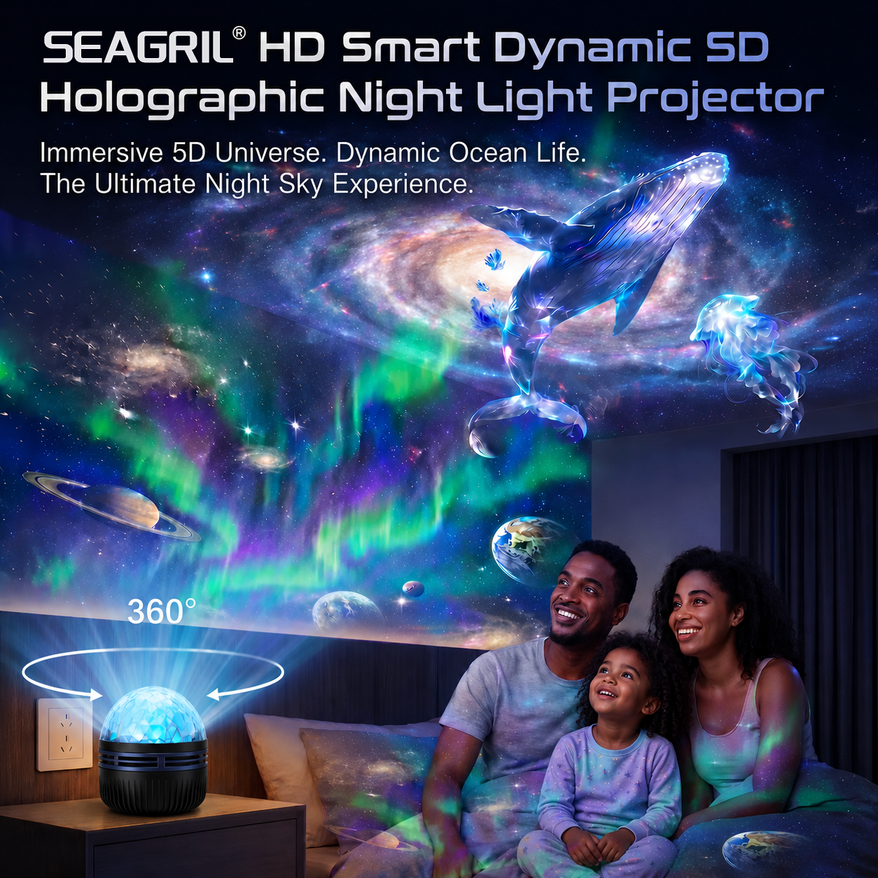 Official Store | 💕🎁SCNDR® 360° Smart Holographic Starry Sky Projector (HD Smart Dynamic 5D)