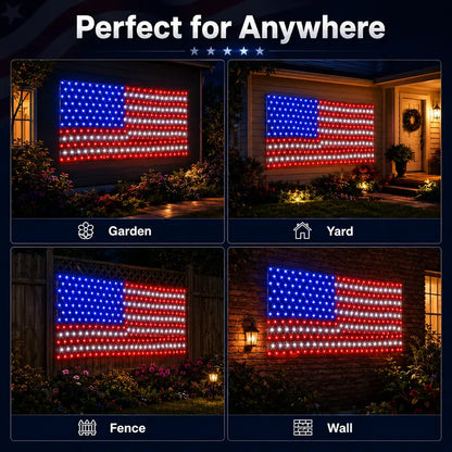 Custom Solar-Powered National Flag Net Lights - Commemorative and Fun Outdoor Decorations