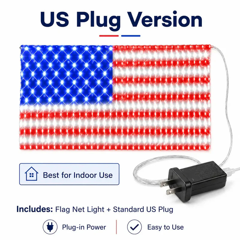 Custom Solar-Powered National Flag Net Lights - Commemorative and Fun Outdoor Decorations
