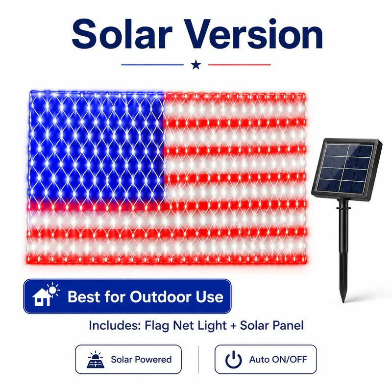 Custom Solar-Powered National Flag Net Lights - Commemorative and Fun Outdoor Decorations