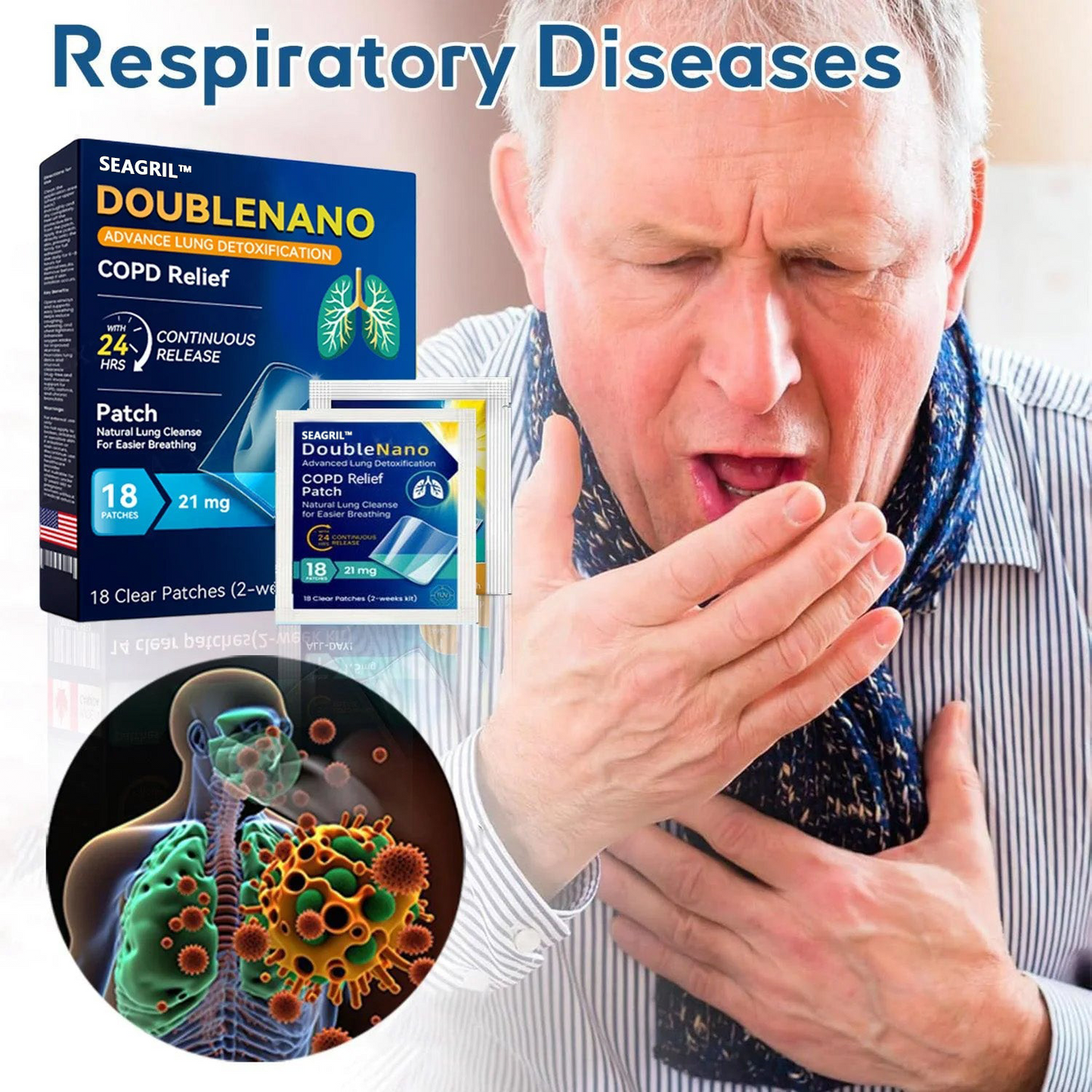FDA Approved SEAGRIL™ DoubleNano COPD Relief Patch (💝 Cough, wheezing, shortness of breath, sputum, stuffy nose, bronchitis, bronchitis, allergy symptoms, lung discomfort)
