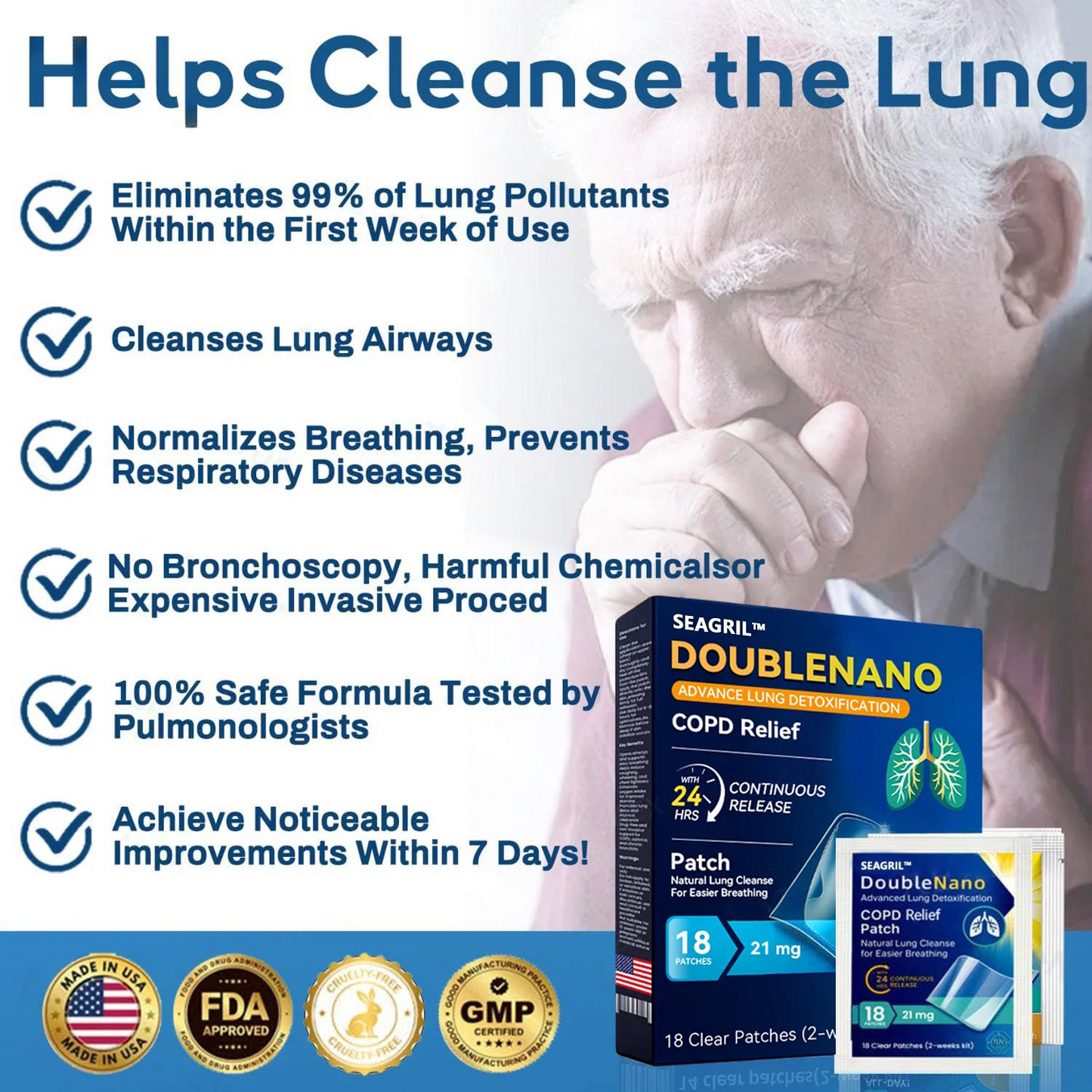 FDA Approved SEAGRIL™ DoubleNano COPD Relief Patch (💝 Cough, wheezing, shortness of breath, sputum, stuffy nose, bronchitis, bronchitis, allergy symptoms, lung discomfort)
