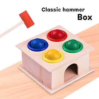 Wooden Hammer Ball Bench with Box Case Toy Set�