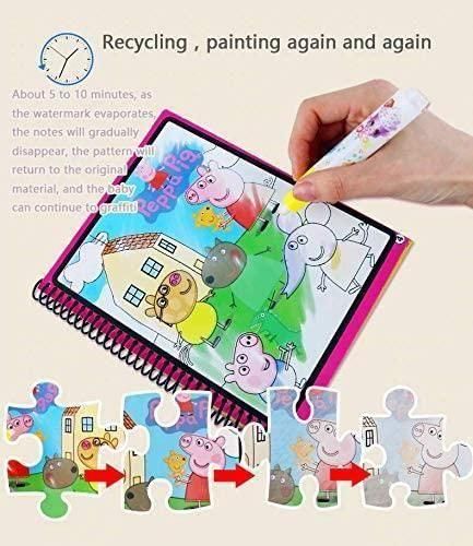 Reusable Magic Water Quick Dry Book Water Coloring Book Doodle with Magic Pen Painting Board for Children Education Drawing Pad (Multi Color, 4 Books)