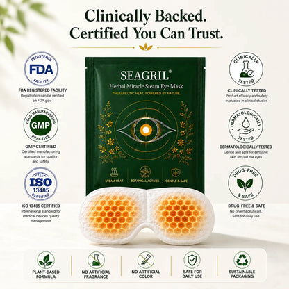 🔥LAST DAY 49% OFF🥇SEAGRIL® Herbal Miracle Steam Eye Mask.Treatment of eye diseases, sleep disorders, headache relief, and periocular care.