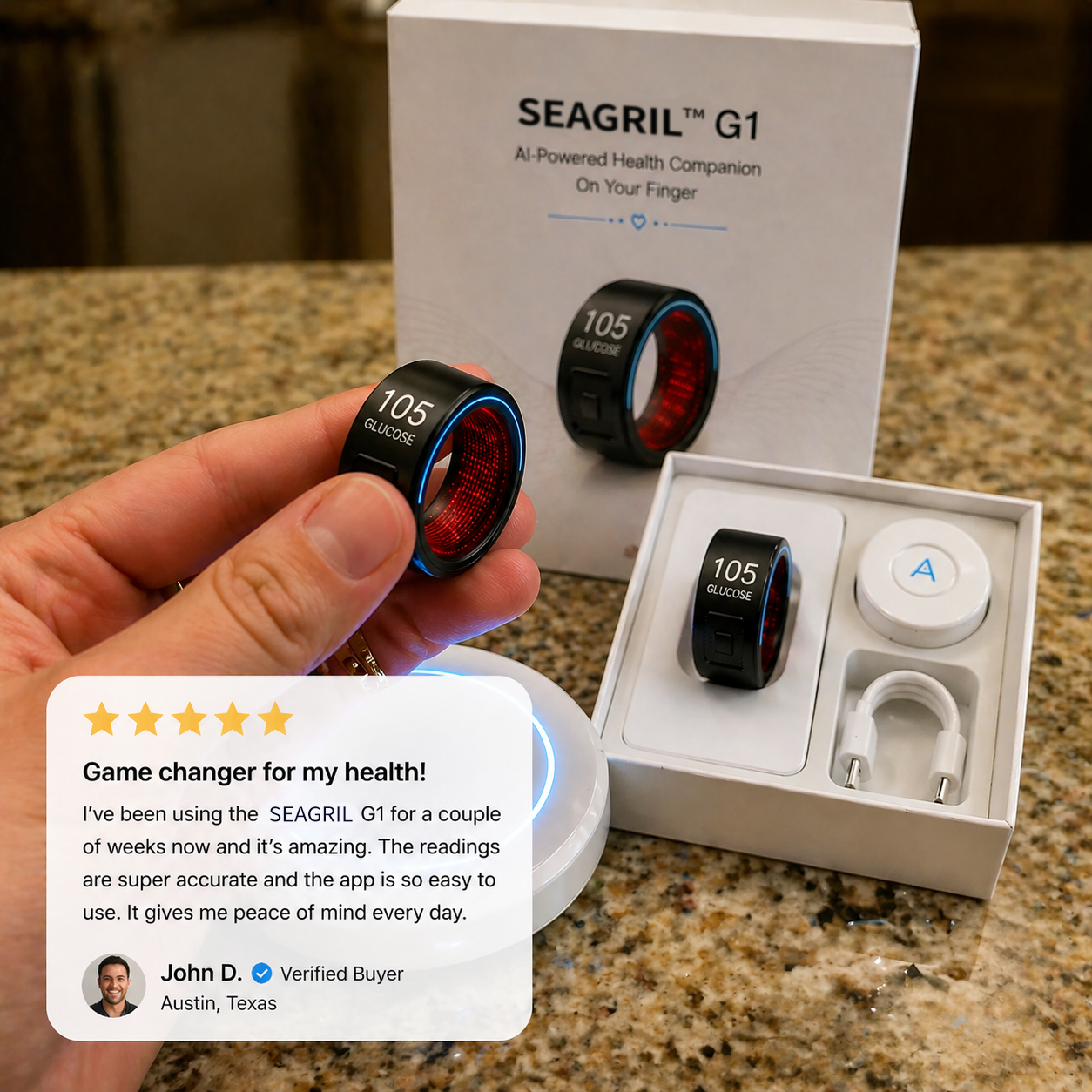 🎉 75% OFF Launch Offer🏆SEAGRILTM G1 Non-Invasive Smart Ring(Mayo Clinic Recommended)