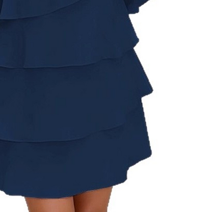 Graceful Square Neck Tiered Ruffle Dress with Flattering Flared Sleeves (Comfort Fit S-3XL)
